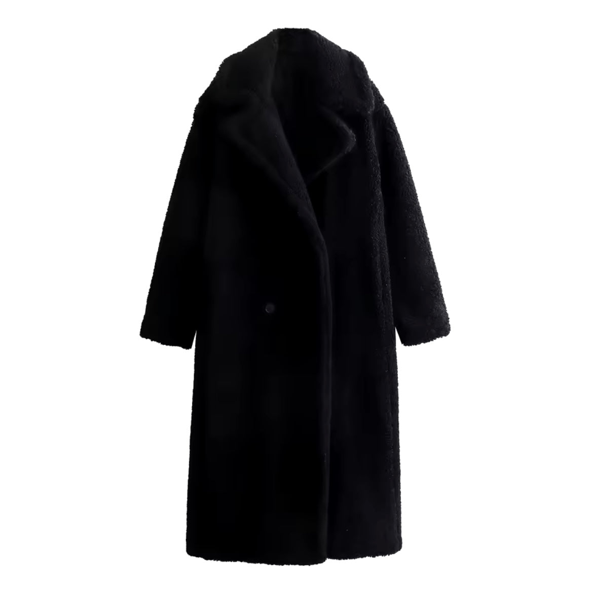 Zweireiher Fleece-Mantel – Oversize