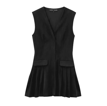 Wildleder V-Ausschnitt Mini-Kleid