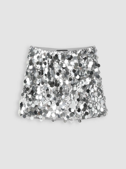 Glitter High-Waist Minirock