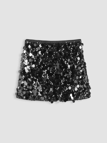 Glitter High-Waist Minirock